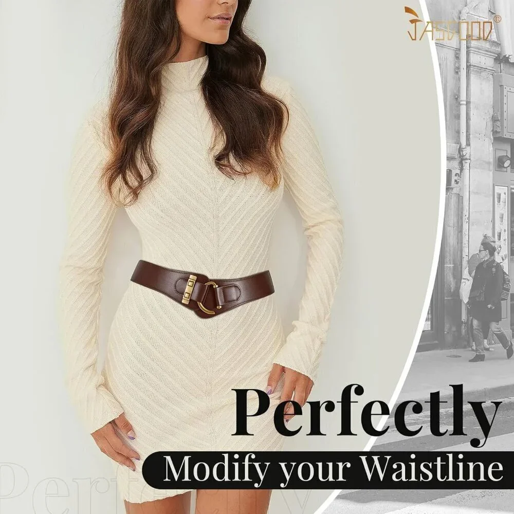 Women's Vintage Stretchy Waist Belt Elastic Wide Waistband for Dresses - Picture 5 of 8